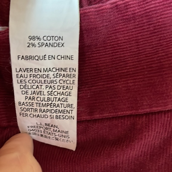 L.L. Bean Big and Tall Burgundy Corduroy Wide Leg Trouser Pants - Picture 7 of 13